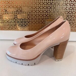 Luca Grossi Patent Blush Block Heel Pumps! Size 39! Beautiful! See flaws in pics
